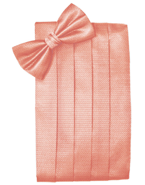 Coral Herringbone Cummerbund