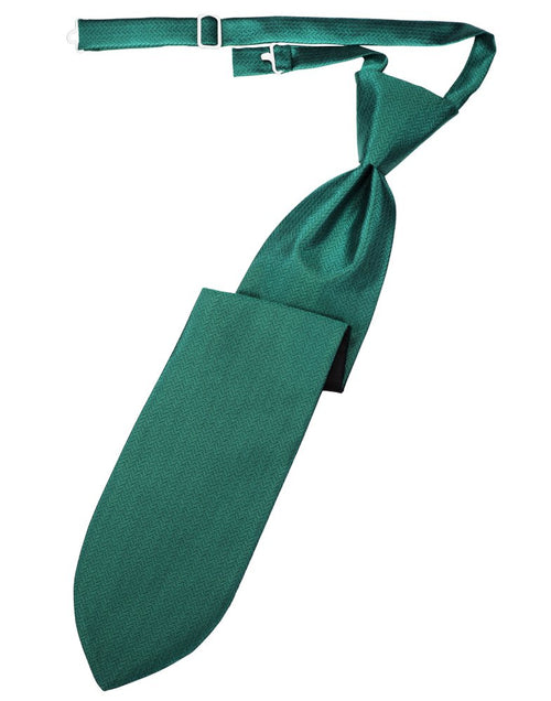 Aqua Herringbone Long Tie