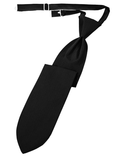 Black Herringbone Long Tie