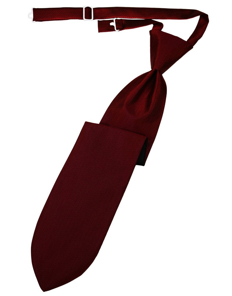 Claret Herringbone Long Tie