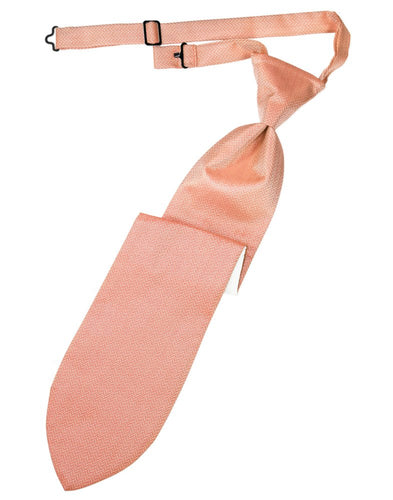 Coral Herringbone Long Tie