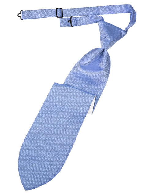 Cornflower Herringbone Long Tie