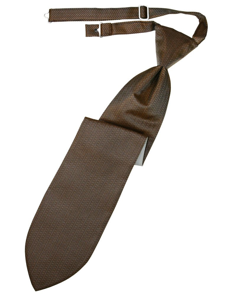 Espresso Herringbone Long Tie