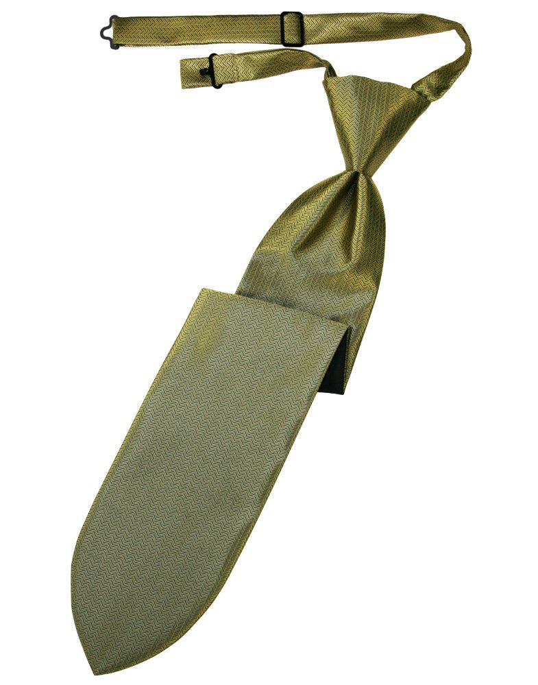 Gold Herringbone Long Tie