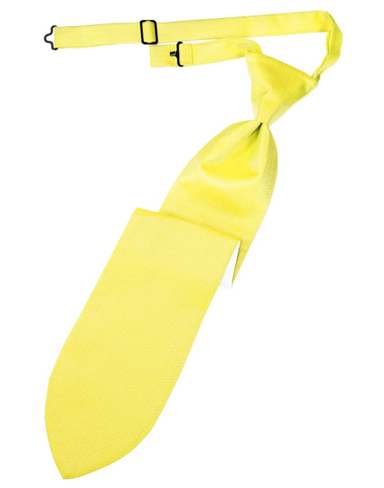 Lemon Herringbone Long Tie