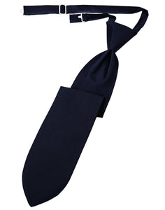 Navy Herringbone Long Tie