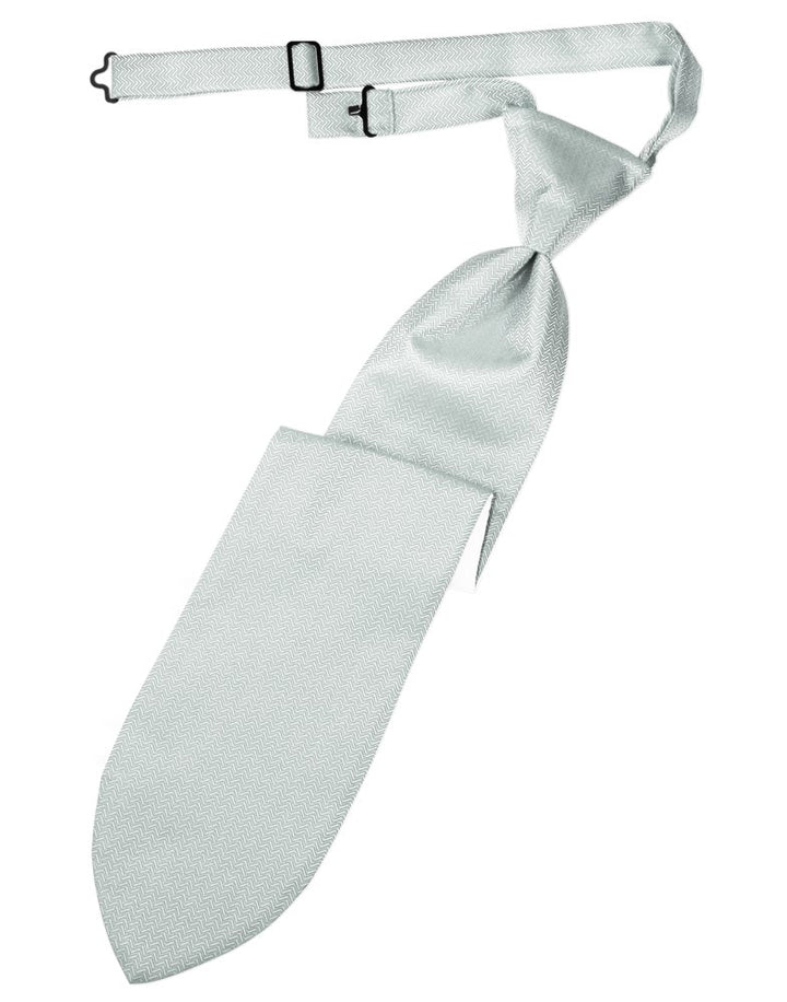 Platinum Herringbone Long Tie