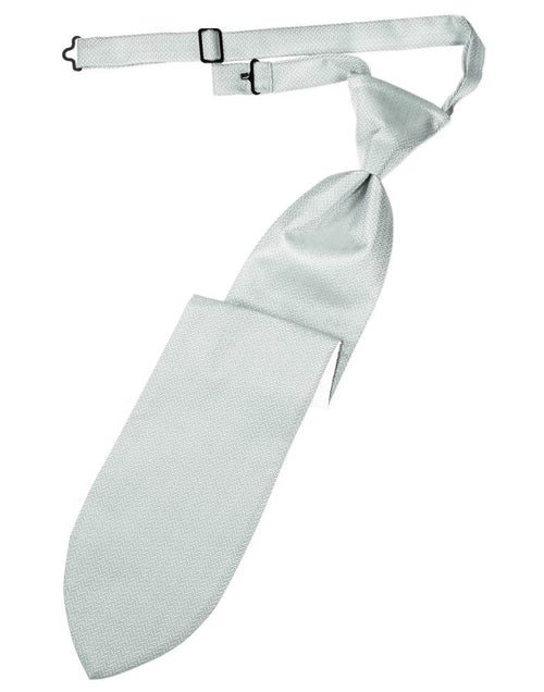 Platinum Herringbone Long Tie