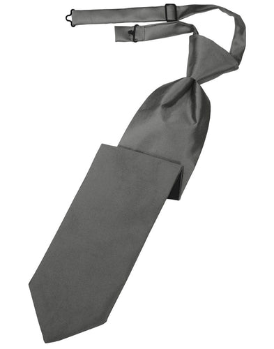 Charcoal Solid Satin Long Tie