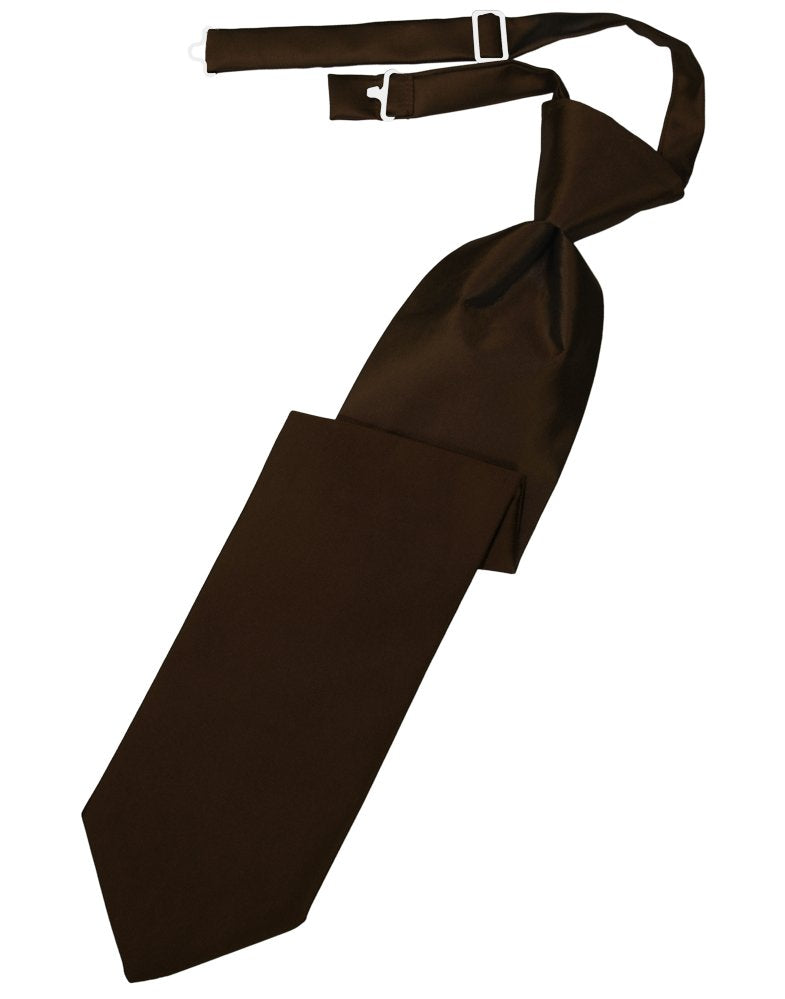 Chocolate Solid Satin Long Tie
