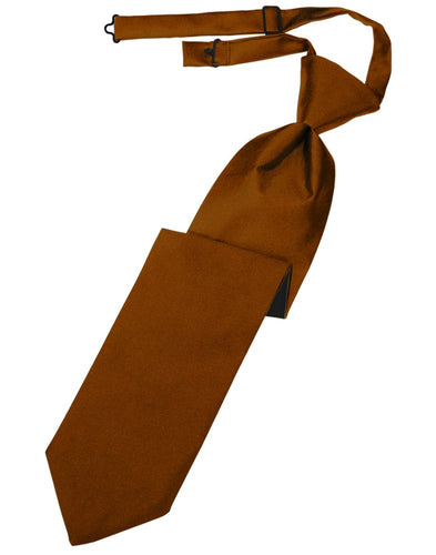 Cognac Solid Satin Long Tie