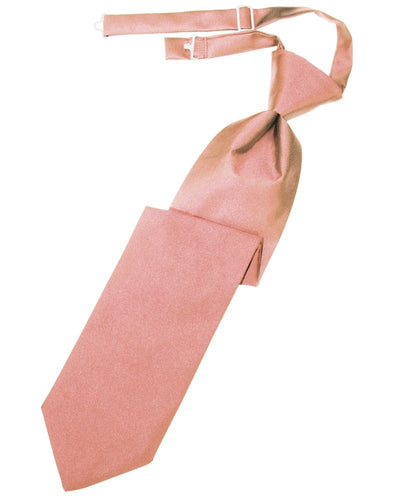 Coral Solid Satin Long Tie