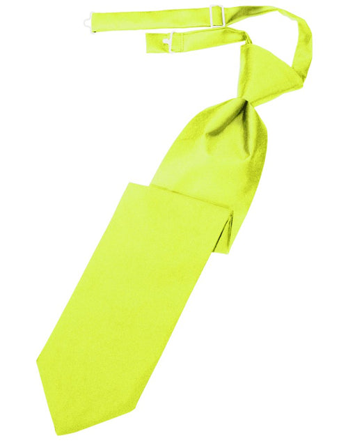 Lime Solid Satin Long Tie
