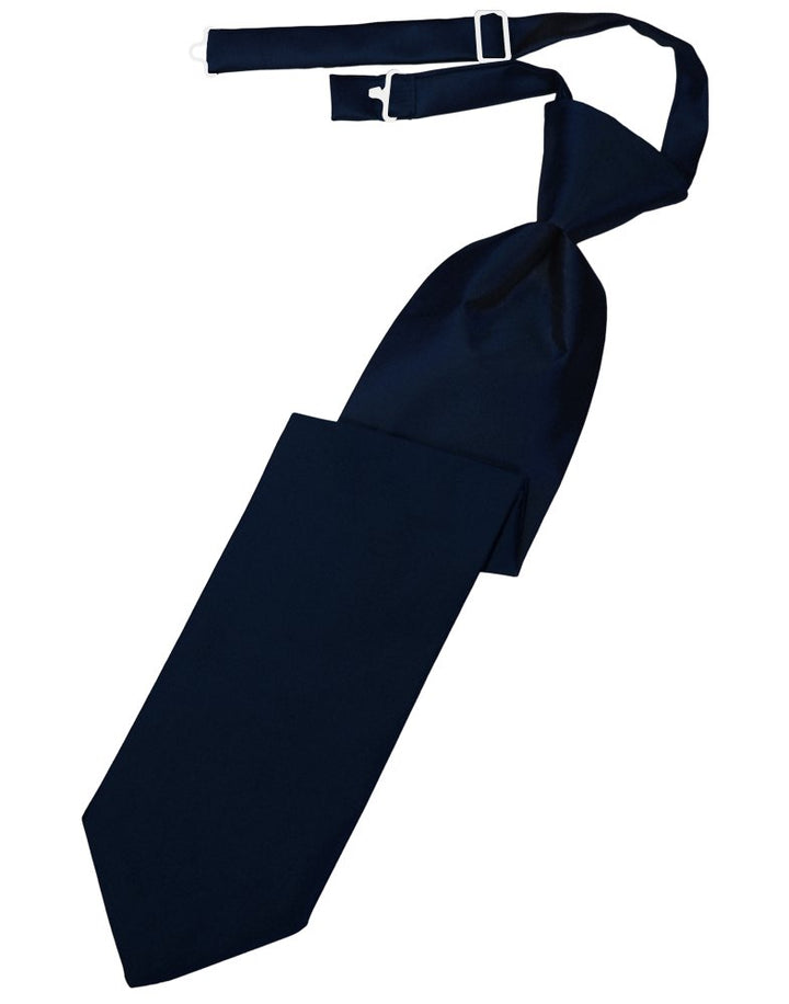 Midnight Blue Solid Satin Long Tie