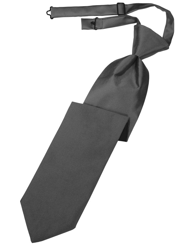 Pewter Solid Satin Long Tie