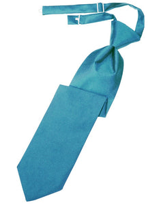 Turquoise Solid Satin Long Tie