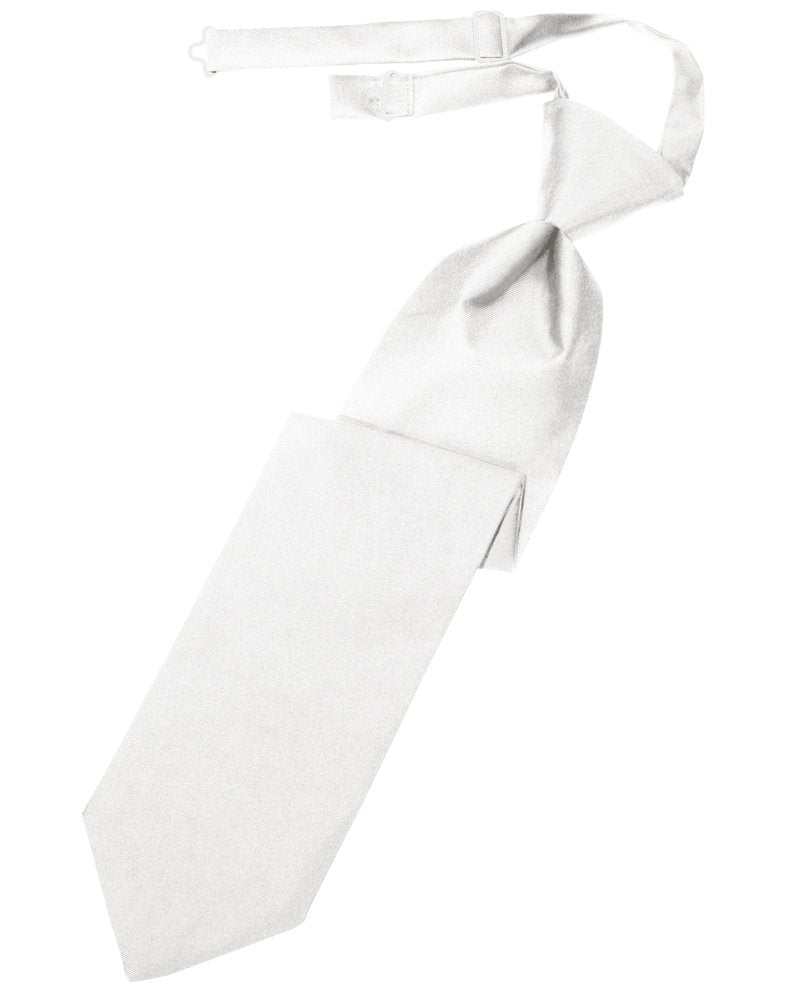 White Solid Satin Long Tie