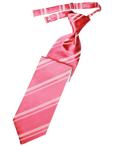 Bubblegum Striped Satin Long Tie