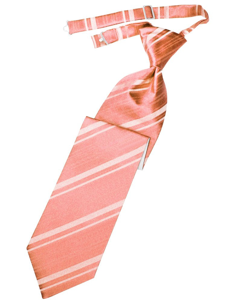 Coral Reef Striped Satin Long Tie