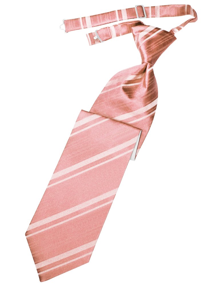 Coral Striped Satin Long Tie