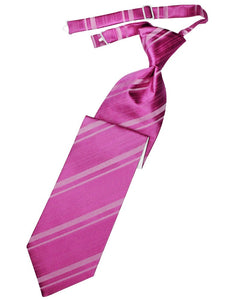 Fuchsia Striped Satin Long Tie