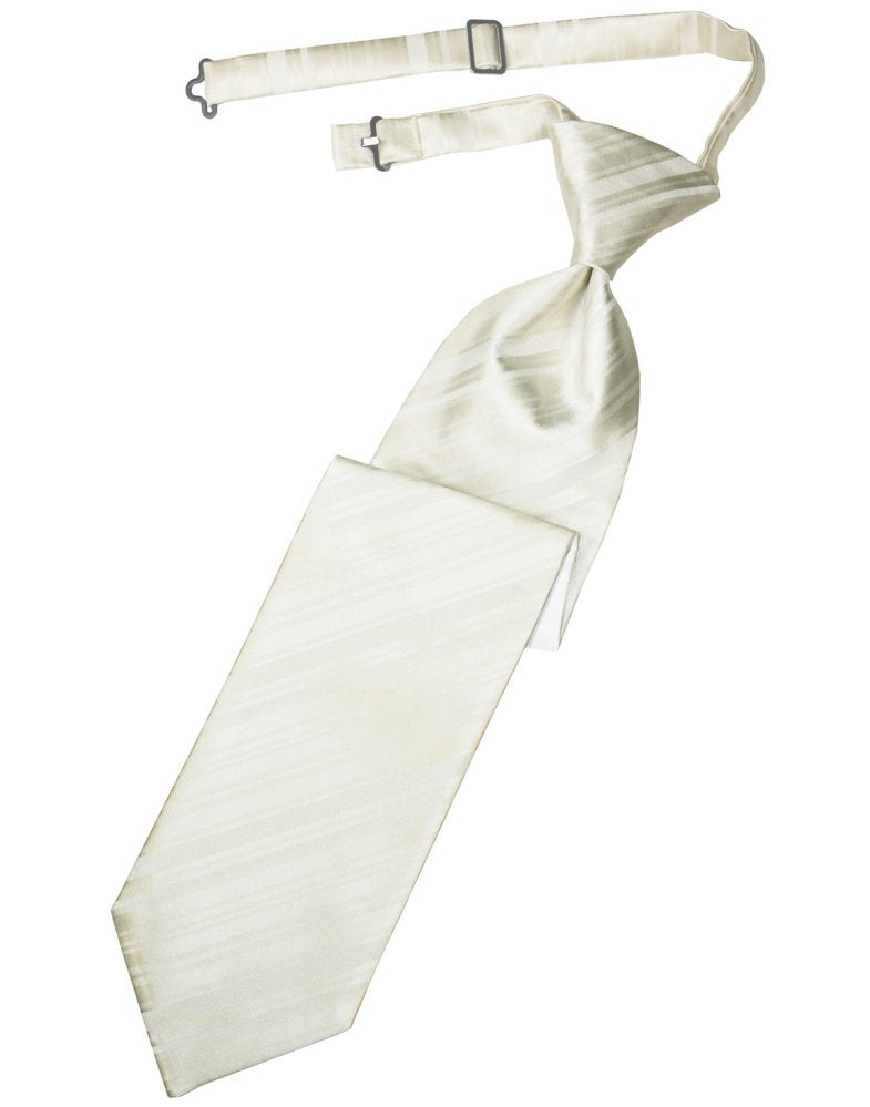 Ivory Striped Satin Long Tie