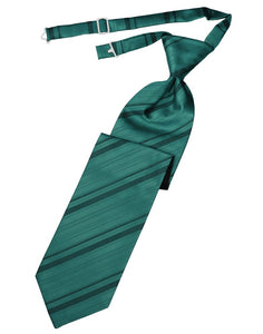 Jade Striped Satin Long Tie