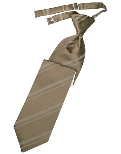 Latte Striped Satin Long Tie