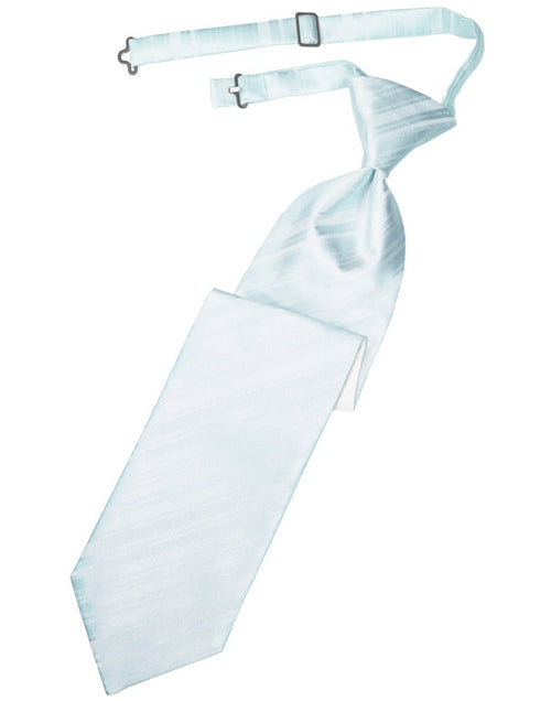 Light Blue Striped Satin Long Tie