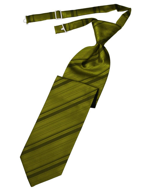 Moss Striped Satin Long Tie