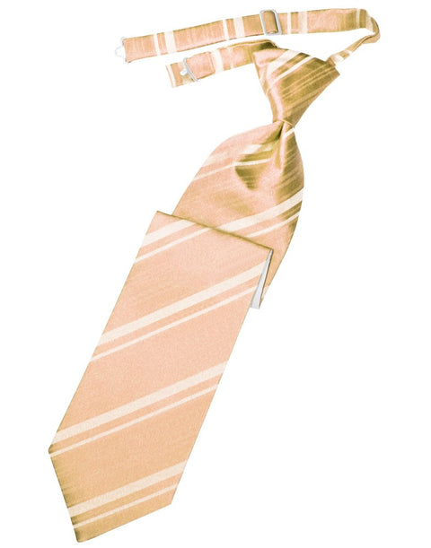 Peach Striped Satin Long Tie