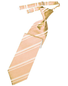 Peach Striped Satin Long Tie