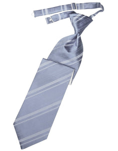 Periwinkle Striped Satin Long Tie