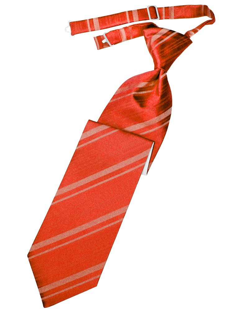 Persimmon Striped Satin Long Tie