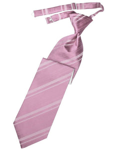 Rose Petal Striped Satin Long Tie