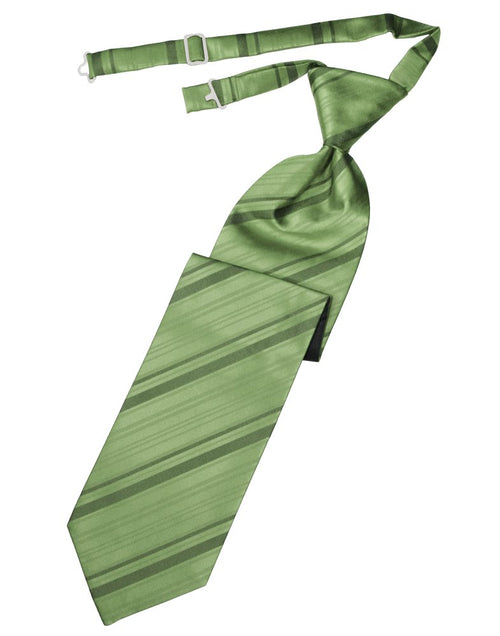 Sage Striped Satin Long Tie