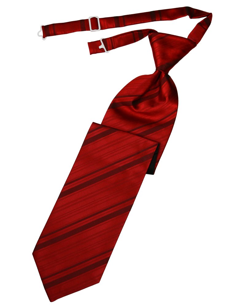 Scarlet Striped Satin Long Tie