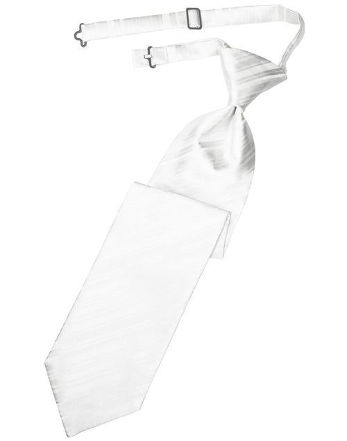 White Striped Satin Long Tie