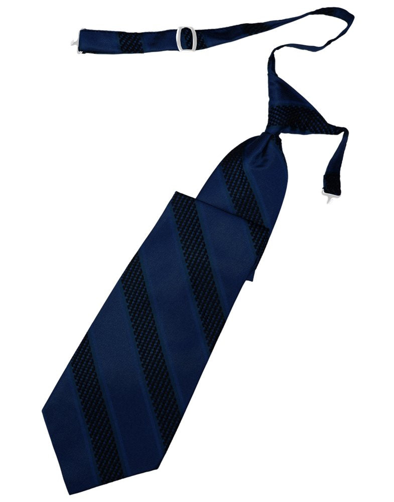 Navy Venetian Stripe Long Tie