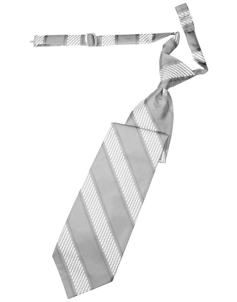 Silver Venetian Stripe Long Tie