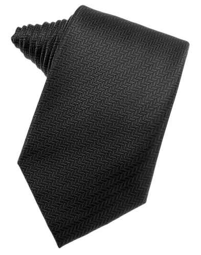 Black Herringbone Suit Tie