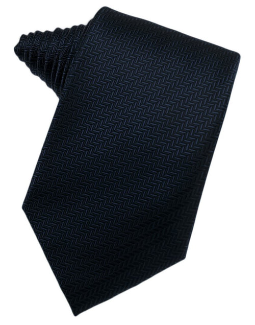 Navy Herringbone Suit Tie