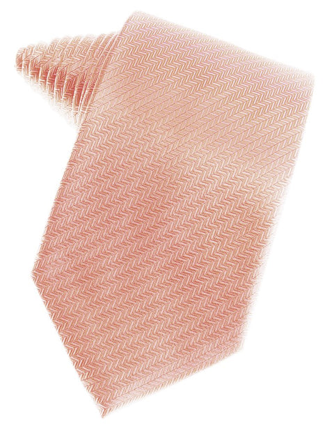 Peach Herringbone Suit Tie