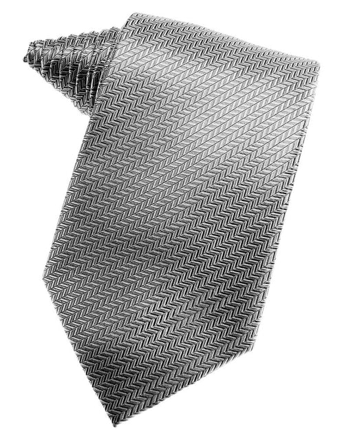 Silver Herringbone Suit Tie