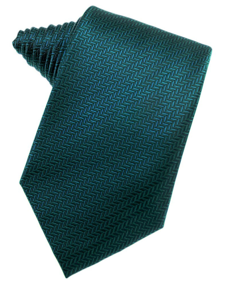 Teal Herringbone Suit Tie