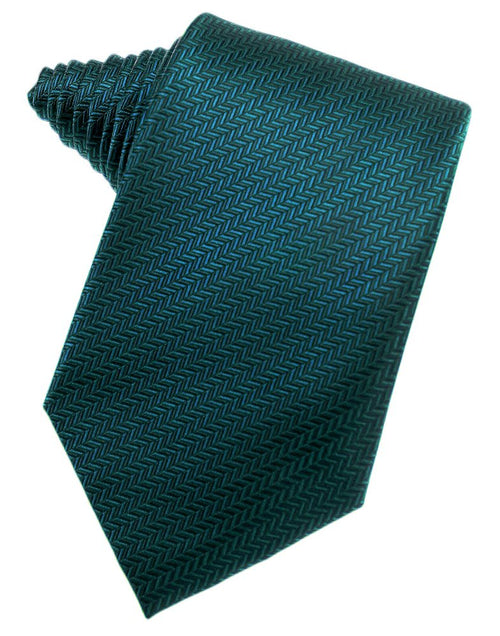 Teal Herringbone Suit Tie