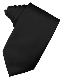 Black Solid Satin Suit Tie