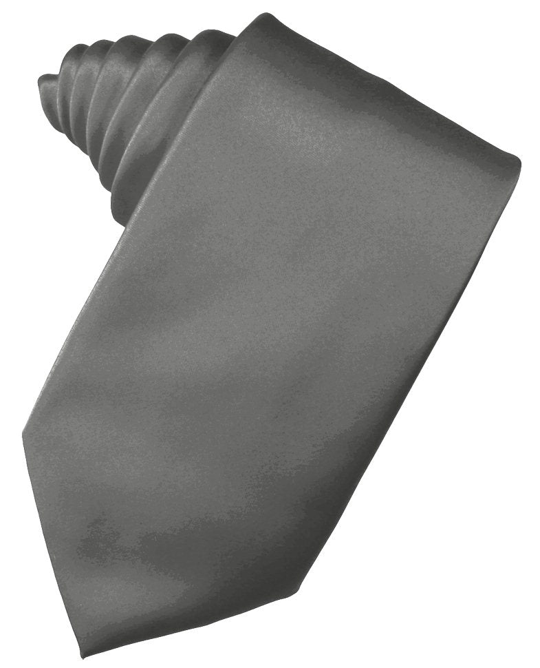Charcoal Solid Satin Suit Tie