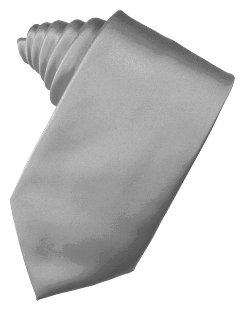 Silver Solid Satin Suit Tie