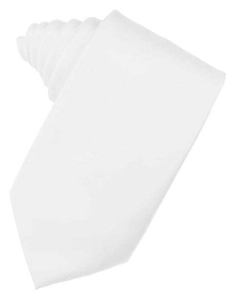 White Solid Satin Suit Tie
